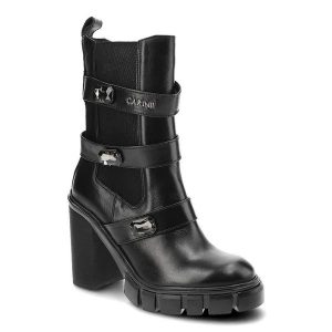 Czarne Botki Carinii Eleganckie Skórzane Buty Na Słupku. Czarne botki Carinii, z aplikacjami, ze skóry, bez obcasa, na obcasie, bez zapięcia. Za 529,00 zł.
