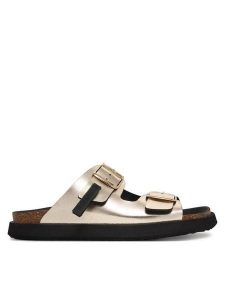 D.Franklin Klapki DFSH407009 Złoty. Żółte klapki D.Franklin, bez wzorów, ze skóry, bez obcasa. Za 399,99 zł.