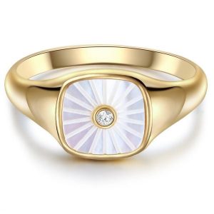 Glanzstücke München Srebrny pierścionek srebro wysokiej próby Cyrkonia Masa perłowa żółte złoto Pierścionki 1 ct Damski. Białe pierścionki Glanzstücke München, z cyrkonią, srebrne. Za 239,99 zł.