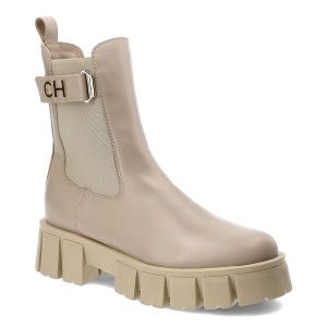 Beżowe Botki Chebello Modne Workery Damskie. Brązowe botki CheBello, bez wzorów, bez obcasa, bez zapięcia. Za 459,00 zł.