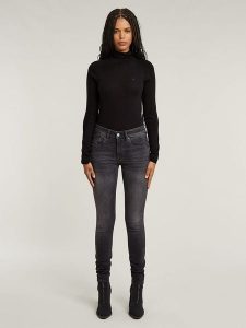 G-Star Dżinsy - Super Skinny fit - w kolorze antracytowym rozmiar: W27/L32. Czarne jeansy G-Star, z aplikacjami, ze skóry, z podwyższonym stanem. Za 294,95 zł.
