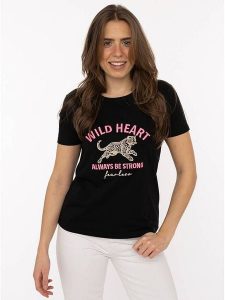 Zwillingsherz Koszulka "Wild Heart" w kolorze czarnym rozmiar: XL. Czarne bluzki Zwillingsherz, xl, bez wzorów, z bawełny, bez kołnierzyka, bez ramiączek. Za 82,99 zł.