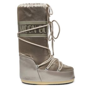 Śniegowce Moon Boot. Żółte buty zimowe Moon Boot, bez obcasa, bez zapięcia. Za 759,99 zł.