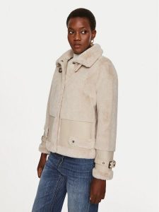 TWINSET Kożuch 242TP2380 Beżowy Regular Fit. Brązowe płaszcze Twinset, bez wzorów, z syntetyku, bez kaptura. Za 889,99 zł.