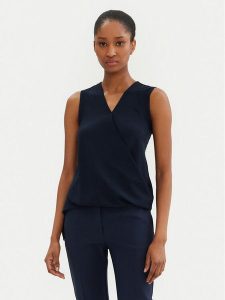 Rinascimento Bluzka CFC0122910003 Granatowy Regular Fit. Niebieskie bluzki Rinascimento, l, bez wzorów, z syntetyku, bez kołnierzyka, bez ramiączek. Za 139,99 zł.