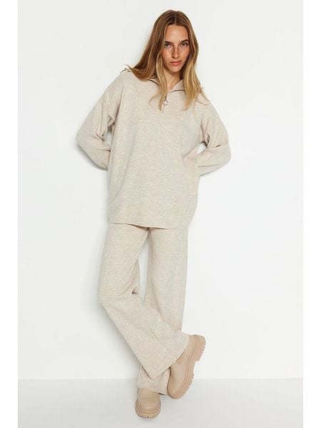 Trendyol 2-częściowy zestaw w kolorze kremowym rozmiar: S. Brązowe swetry oversize Trendyol, s, bez wzorów, bez ramiączek. Za 104,39 zł.