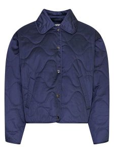 MOSS COPENHAGEN Kurtka pikowana "Chista" w kolorze granatowym rozmiar: L/XL. Niebieskie kurtki Moss Copenhagen, l, bez wzorów, bez kaptura. Za 227,31 zł.