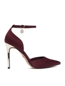 Nine West Szpilki CEO-CWBFS255 Bordowy. Czerwone szpilki Nine West, bez wzorów, z materiału, bez obcasa. Za 249,99 zł.