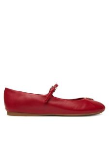 Guess Baleriny FLTKLD LEA02 Czerwony. Czerwone balerinki Guess, z aplikacjami, ze skóry, bez obcasa, bez zapięcia. Za 399,99 zł.
