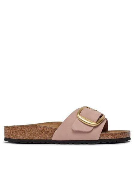 Birkenstock Klapki Madrid 1027056 Różowy. Czerwone klapki Birkenstock, bez wzorów, z nubiku, bez obcasa. Za 458,99 zł.