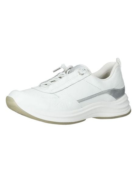 Paul Green Skórzane sneakersy w kolorze srebrno-białym rozmiar: 37. Białe trampki Paul Green, bez wzorów, bez zapięcia. Za 192,79 zł.