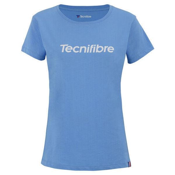 Damski bawełniany T-shirt Tecnifibre Team. Niebieskie t-shirty TECNIFIBRE, m, bez wzorów, z bawełny, bez kołnierzyka, bez ramiączek. W wyprzedaży za 73,99 zł.