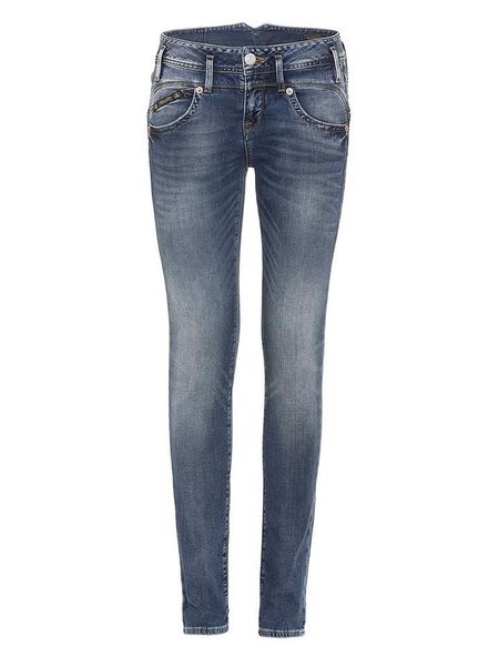 Herrlicher Dżinsy - Slim fit - w kolorze granatowym rozmiar: W31. Niebieskie jeansy Herrlicher, z aplikacjami, ze skóry. Za 175,67 zł.