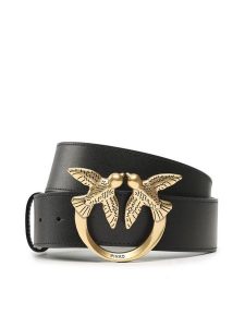 Pinko Pasek Damski Love Berry H4 Belt PE 23 PLT01 100120 A0F1 Czarny. Czarne paski Pinko, bez wzorów, ze skóry. Za 329,99 zł.