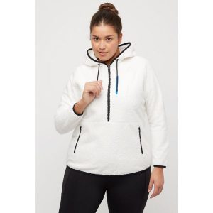 Damskie Polarowa bluza nadrukowane współrzędne zasuwane kieszenie długie rękawy. Białe bluzy Ulla Popken, na zimę, plus size, bez wzorów, z materiału, bez kaptura. Za 294,99 zł.