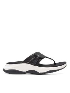 Clarks Skórzane japonki "Wave 2.0" w kolorze czarnym rozmiar: 38. Czarne klapki Clarks, bez wzorów, ze skóry, z otwartym noskiem, bez obcasa. Za 158,10 zł.