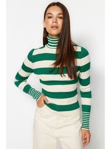 Trendyol Golf w kolorze biało-zielonym rozmiar: M. Białe golfy Trendyol, bez wzorów. Za 61,45 zł.