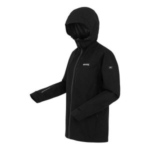 Kurtka turystyczna przeciwdeszczowa damska Birchdale wodoodporna. Czarne kurtki Regatta, bez wzorów, z poliesteru, bez kaptura. Za 299,99 zł.