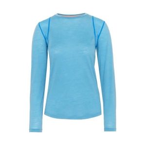 Damska koszulka termoaktywna z długim rękawem Kari Traa Embla. Niebieskie koszule nocne Kari Traa, bez wzorów, bez ramiączek. Za 423,00 zł.