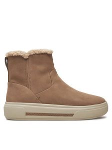 Clarks Botki Hollyhock Lane 26178840 Beżowy. Brązowe botki Clarks, bez wzorów, z nubiku, bez obcasa, na płaskiej podeszwie, bez zapięcia. Za 539,99 zł.