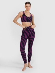 4F Legginsy do jogi i pilatesu szybkoschnące damskie - fioletowe XS. Fioletowe legginsy 4f, bez wzorów, z dzianiny, z podwyższonym stanem. W wyprzedaży za 99,99 zł.
