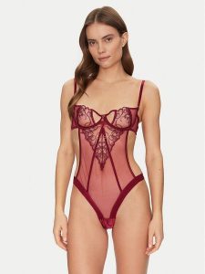 Hunkemöller Body Scarlett 301036 Bordowy. Czerwone body i gorsety Hunkemöller, bez wzorów, z syntetyku. Za 129,99 zł.