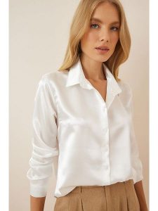 Happiness Istanbul Koszula w kolorze białym rozmiar: 38. Białe koszule Happiness Istanbul, bez wzorów, bez kołnierzyka, bez ramiączek. Za 52,42 zł.