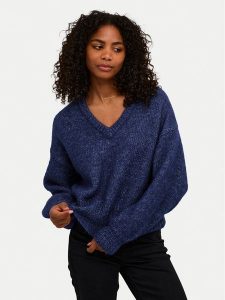 Kaffe Sweter Trina 10508973 Niebieski Loose Fit. Niebieskie swetry klasyczne Kaffe, l, z syntetyku, bez kołnierzyka. Za 129,99 zł.