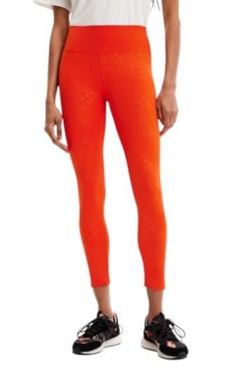 Desigual Lemon legginsy damskie pomarańczowe 7/8 wysoki pas L. Brązowe legginsy Desigual, bez wzorów, z elastanu. Za 283,99 zł.