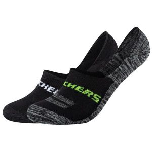 Skarpetki sportowe dla dorosłych 2PPK Mesh Ventilation Footies Socks. Czarne skarpetki Skechers, bez wzorów, z bawełny. Za 29,99 zł.