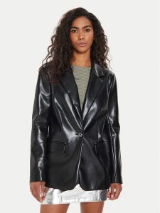 Guess Marynarka Lia W4YN50 WF8P0 Czarny Regular Fit. Czarne marynarki i żakiety Guess, m, z aplikacjami, ze skóry. Za 379,99 zł.
