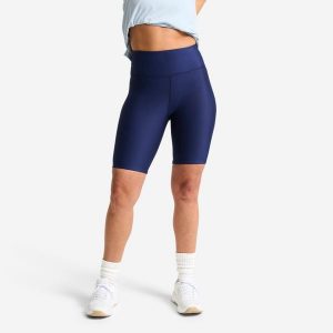 Legginsy fitness damskie Domyos krótkie. Niebieskie legginsy DOMYOS, bez wzorów, z elastanu, sportowe. Za 39,98 zł.