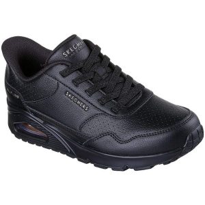 Adidasy Skechers Uno - Banksia Luxe, Kobiety. Czarne buty sportowe Skechers, bez wzorów, ze skóry ekologicznej, bez zapięcia. Za 490,00 zł.