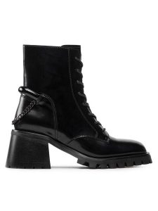 Rage Age Trzewiki RA-18-06-000434 Czarny. Czarne botki Rage Age, bez wzorów, z lakierowanej skóry, bez obcasa, na słupku, bez zapięcia. Za 479,99 zł.