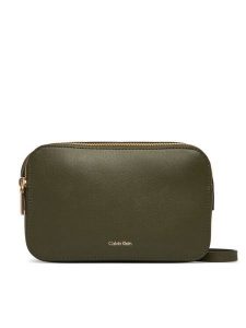 Calvin Klein Torebka Foil Logo Elongated Camera Bag LV04F3276G Zielony. Zielone listonoszki Calvin Klein, bez wzorów, ze skóry, bez dodatków. Za 409,99 zł.