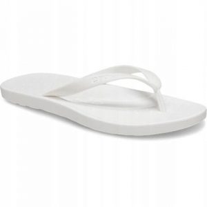 Japonki Dla Dorosłych Crocs Flip. Białe klapki Crocs, bez wzorów, z materiału, bez obcasa. Za 119,99 zł.