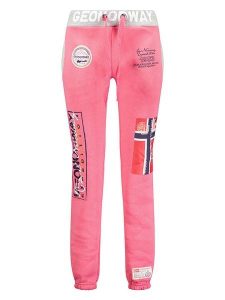 Geographical Norway Spodnie dresowe "Moliere" w kolorze różowym rozmiar: M. Różowe spodnie dresowe Geographical Norway, m, z aplikacjami, z dresówki. Za 131,74 zł.