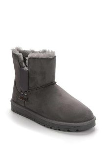 ISLAND BOOT Botki zimowe "Kabia" w kolorze szarym rozmiar: 37. Szare botki Island Boot, na zimę, z aplikacjami, z materiału, bez obcasa, bez zapięcia. Za 128,55 zł.