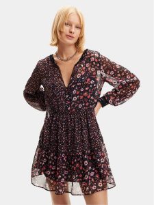 Desigual Sukienka letnia Doque 24SWVW20 Czarny Regular Fit. Czarne kombinezony Desigual, na lato, m, bez wzorów, z syntetyku, bez kołnierzyka, bez ramiączek. Za 299,99 zł.