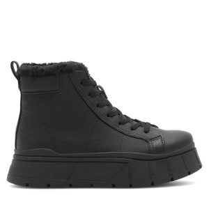 Trzewiki DeeZee. Czarne botki DeeZee, bez wzorów, bez obcasa, na płaskiej podeszwie, bez zapięcia. Za 199,99 zł.