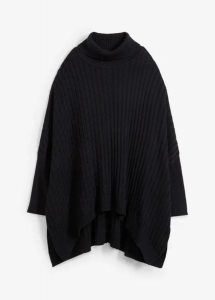 Sweter poncho oversize. Brązowe swetry klasyczne bonprix, z dzianiny, bez kołnierzyka. Za 159,99 zł.