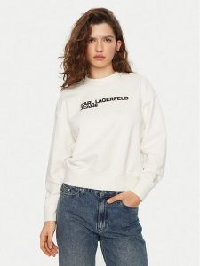 Karl Lagerfeld Jeans Bluza A1W20005 Biały Regular Fit. Białe bluzy Karl Lagerfeld Jeans, xl, bez wzorów, z bawełny, bez kaptura. Za 389,99 zł.