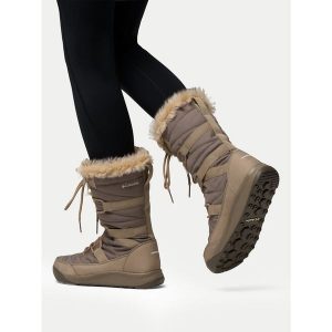 Śniegowce Columbia. Brązowe buty zimowe Columbia, bez obcasa, bez zapięcia. Za 529,99 zł.