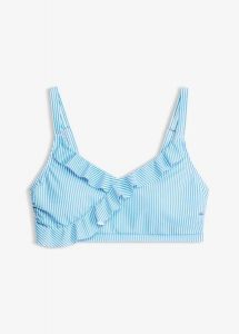 Zabudowany biustonosz bikini typu bustier. Niebieskie bikini bonprix, bez wzorów. Za 94,99 zł.