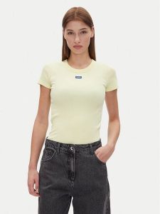 HUGO T-Shirt Easy Tee_B 50523924 Żółty Slim Fit. Żółte t-shirty Hugo, xl, bez wzorów, z bawełny, bez kołnierzyka, bez ramiączek. Za 139,99 zł.