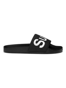 Superga Klapki w kolorze czarnym rozmiar: 38. Czarne klapki Superga, bez wzorów, z materiału, z otwartym noskiem, bez obcasa. Za 74,63 zł.