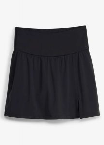Spódnica sportowa z wszytymi kolarkami, szybko schnąca. Czarne spódnice bonprix, bez wzorów, z materiału, sportowe. Za 114,99 zł.