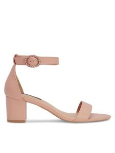 Nine West Sandały WFA2641-1 Różowy. Czerwone sandały Nine West, bez wzorów, ze skóry, bez obcasa, na słupku, bez zapięcia. Za 160,99 zł.