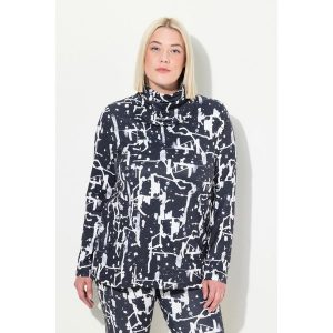 Damskie Bluzka funkcyjna komin dekolt w szpic długi rękaw z recyklingu. Czarne szaliki Ulla Popken, bez wzorów, z elastanu. Za 179,99 zł.