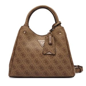 Torebka Guess. Brązowe kuferki Guess, z aplikacjami, bez dodatków. Za 699,99 zł.